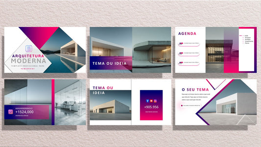 Template PowerPoint Arquitetura Moderna - Slides Editáveis + Placeholders