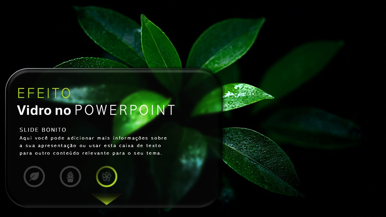 Powerpoint: Template com Efeito Vidro – 3 Slides Modernos e Multiuso para Apresentações Sofisticadas