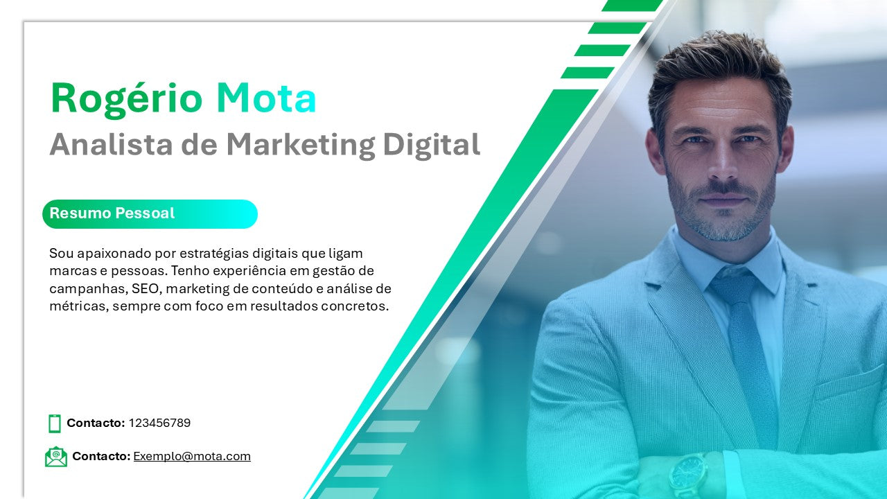 Template Moderno para PowerPoint – 3 Slides de Apresentação Pessoal Modernos e Multiuso