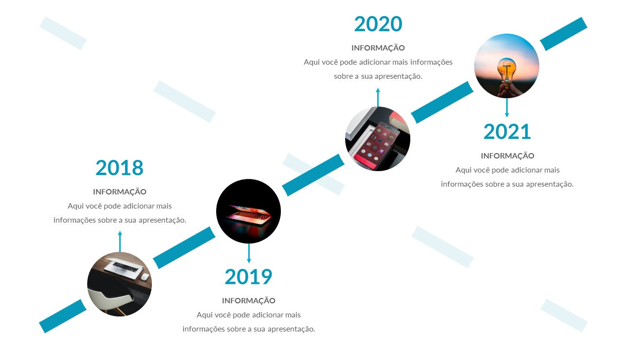10 SLIDES COM LINHAS DO TEMPO DE IMAGENS