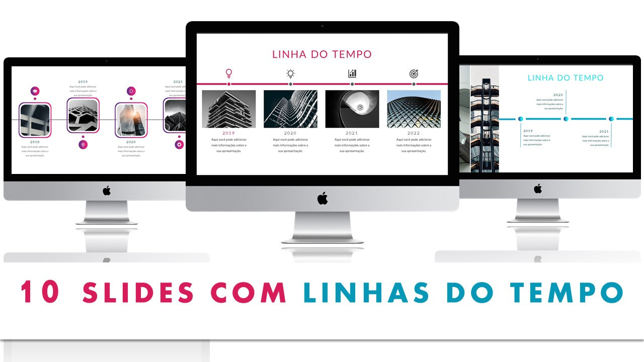 10 SLIDES COM LINHAS DO TEMPO DE IMAGENS