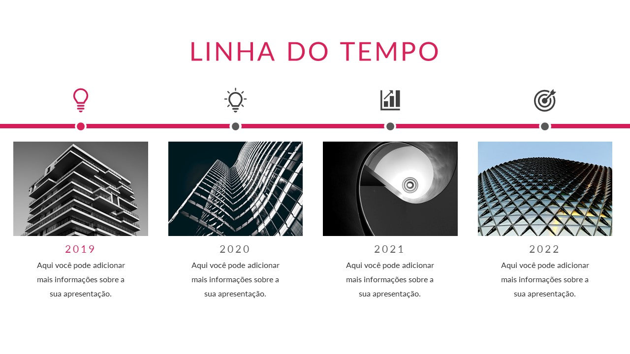 10 SLIDES COM LINHAS DO TEMPO DE IMAGENS