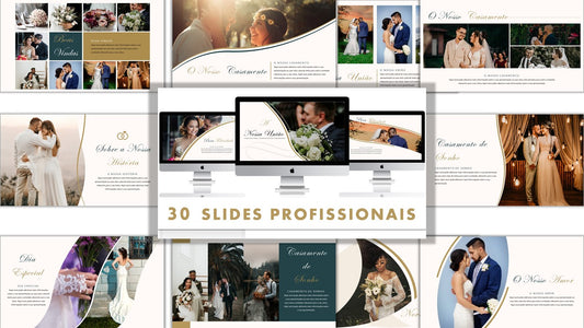 Template PowerPoint Casamentos - 30 Slides Multiusos Românticos