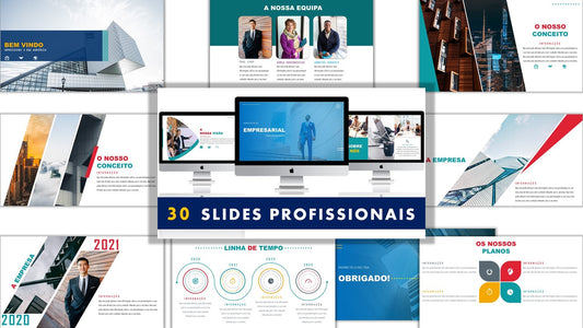 Template PowerPoint Empresarial - 30 Slides Profissionais Corporativos Multiusos