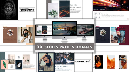 Template PowerPoint Portfólio Fotografia - 30 Slides Profissionais Multiusos