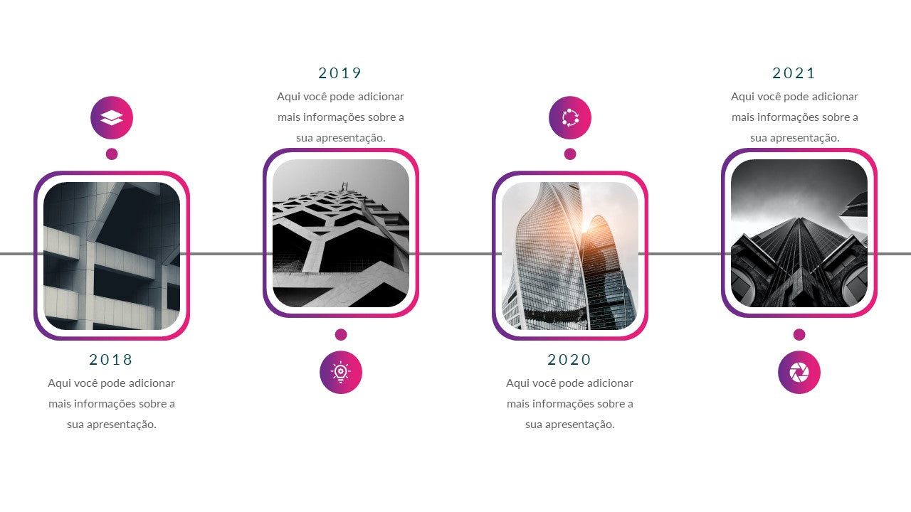 10 SLIDES COM LINHAS DO TEMPO DE IMAGENS