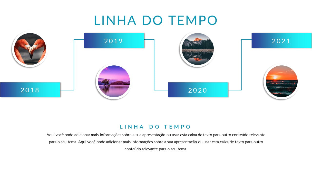 10 SLIDES COM LINHAS DO TEMPO DE IMAGENS
