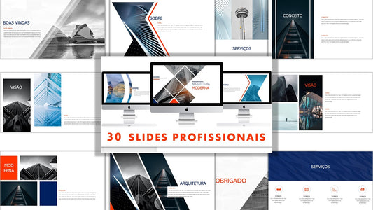 Template PowerPoint Arquitetura Moderna - 30 Slides Profissionais Multiusos