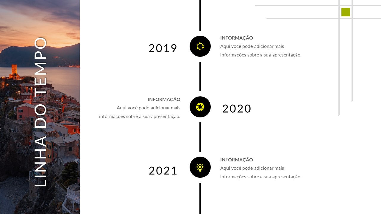10 SLIDES COM LINHAS DO TEMPO DE IMAGENS