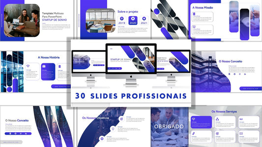 Template PowerPoint Startup - 30 Slides Profissionais para Empreendedores Multiusos