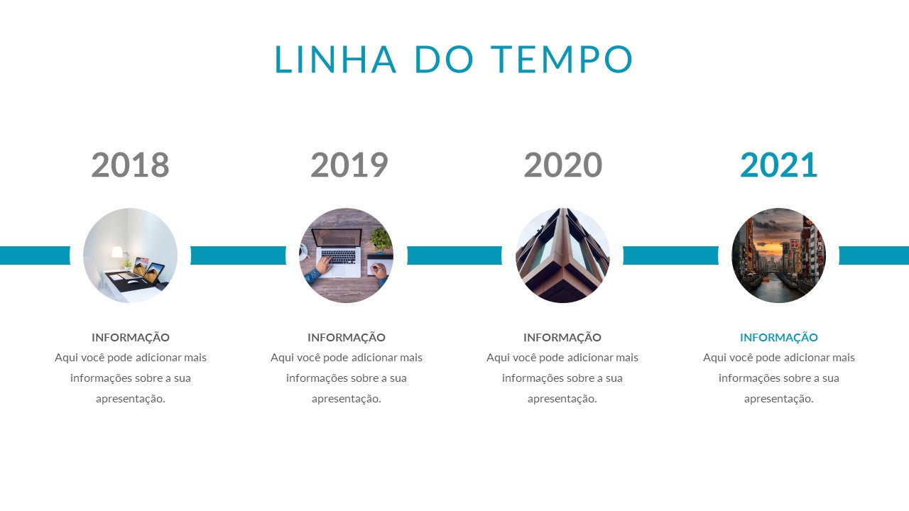 10 SLIDES COM LINHAS DO TEMPO DE IMAGENS