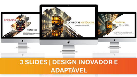 Template PowerPoint Comboios Históricos - 3 Slides Inovadores