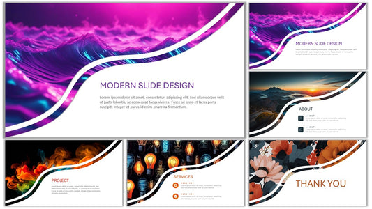 Template PowerPoint Profissional Nº1 - 5 Slides Modernos