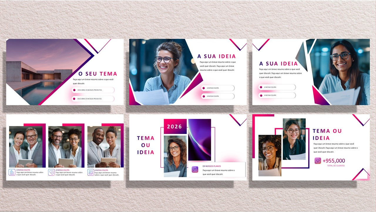 Template PowerPoint Arquitetura Moderna - Slides Editáveis + Placeholders