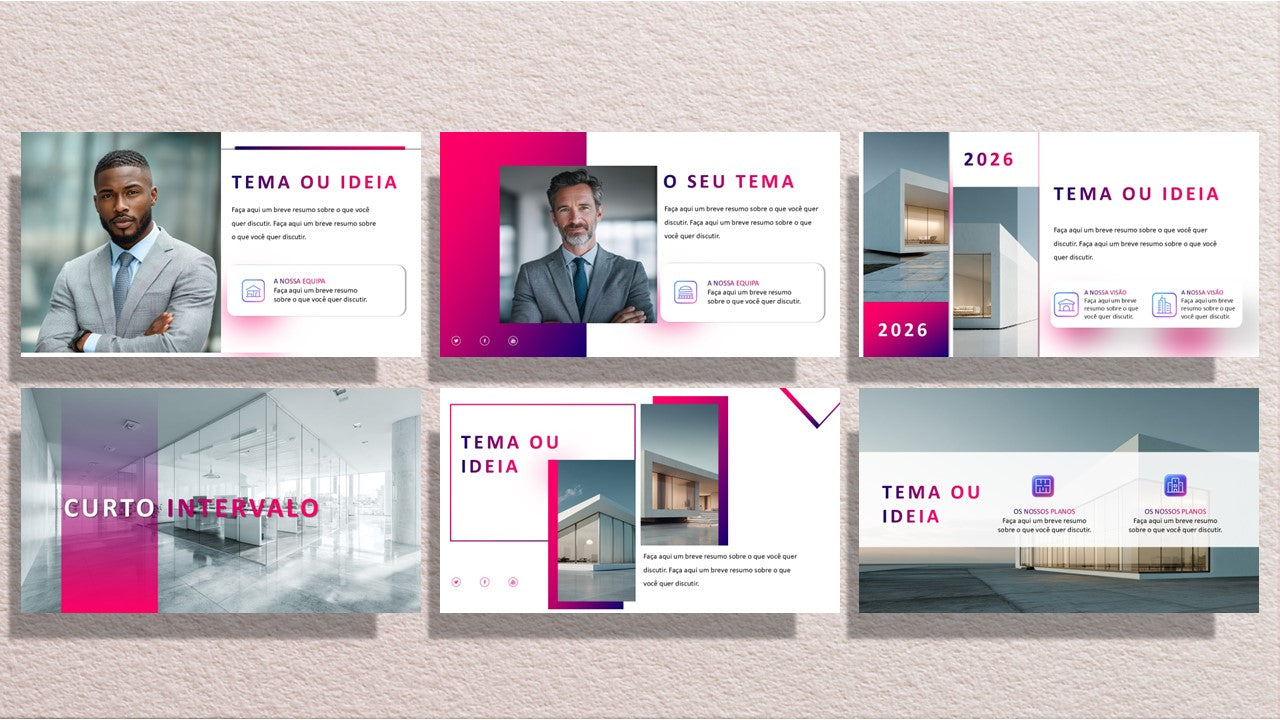 Template PowerPoint Arquitetura Moderna - Slides Editáveis + Placeholders