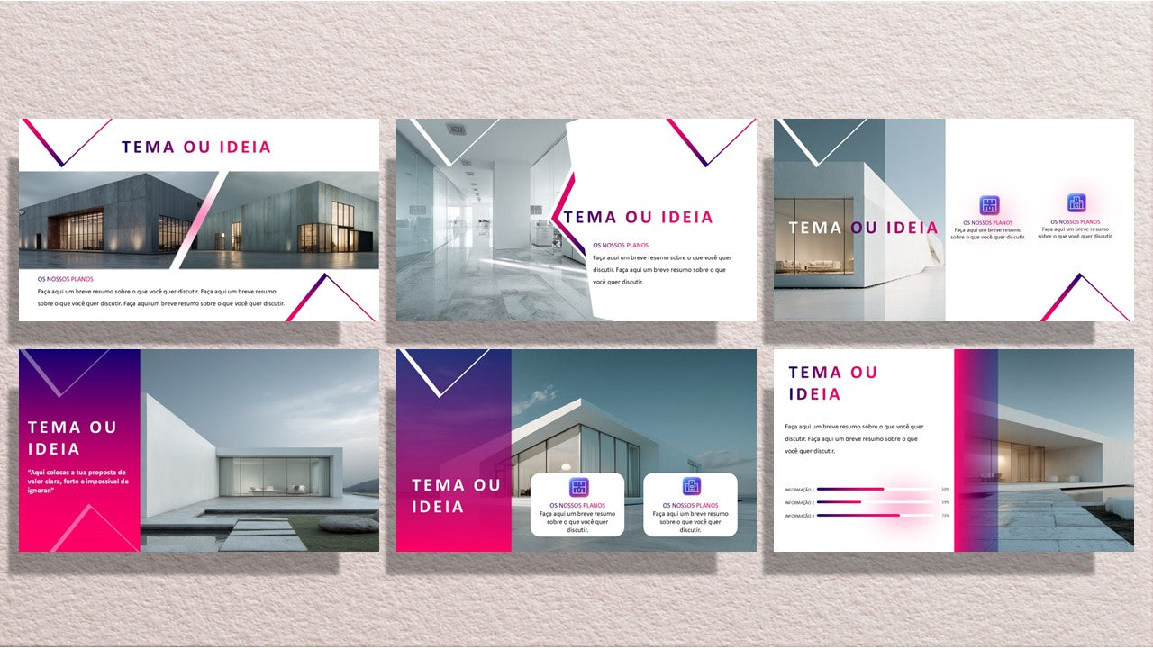 Template PowerPoint Arquitetura Moderna - Slides Editáveis + Placeholders