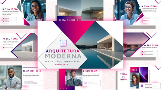 Template PowerPoint Arquitetura Moderna - Slides Editáveis + Placeholders