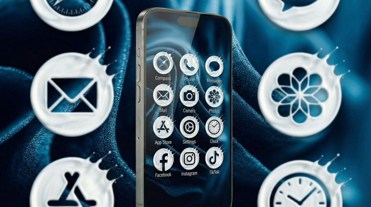 Pack Efeito 3D único com splash dinâmico. 180 Ícones Premium iOS & Android + 46 Wallpapers