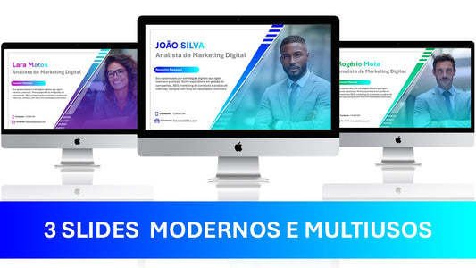 Template Moderno para PowerPoint  – 3 Slides de Apresentação Pessoal Modernos e Multiuso