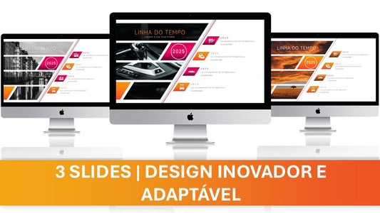 Template PowerPoint Profissional – 3 Slides Modernos com Linha do Tempo para Apresentações Impactantes