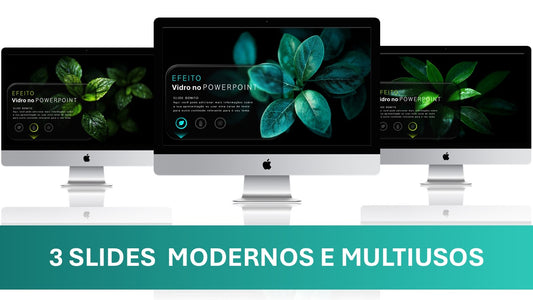 Powerpoint: Template com Efeito Vidro – 3 Slides Modernos e Multiuso para Apresentações Sofisticadas