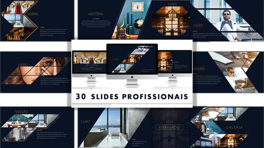 Template PowerPoint Luxo - 30 Slides Premium Sofisticados Multiusos