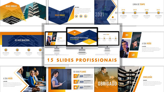 Template PowerPoint Empresarial - 15 Slides Multiusos Profissionais