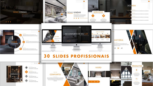 Template PowerPoint Design de Interiores - 30 Slides Profissionais Multiusos